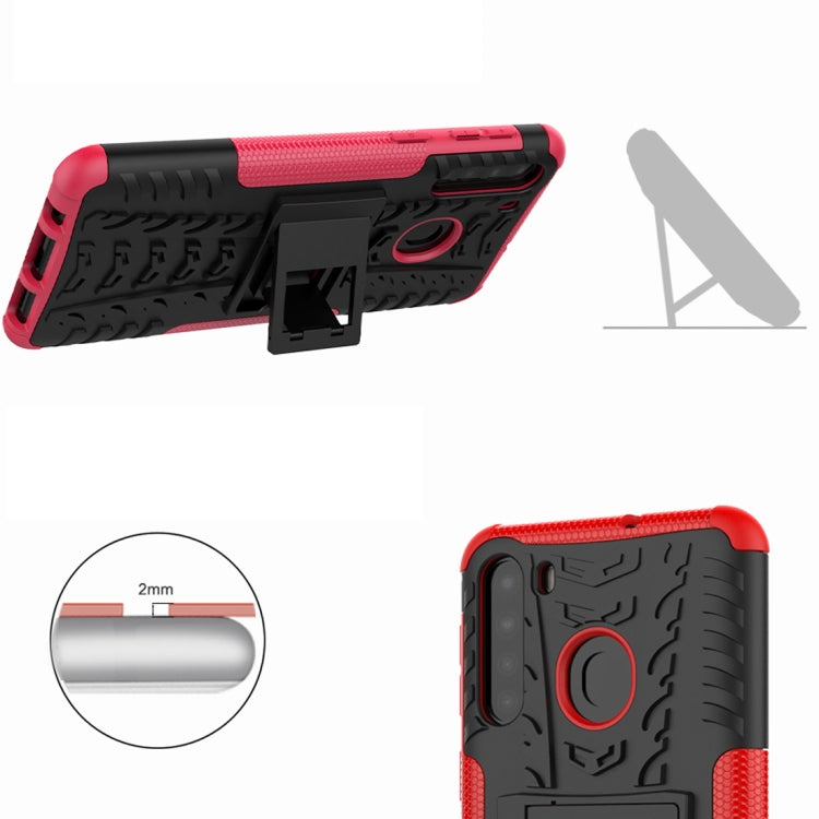 For Samsung Galaxy A21 (US Version) Tire Texture Shockproof TPU+PC Protective Case with Holder, For Samsung Galaxy A21 (US Version)