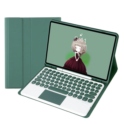 YT098B-A Detachable Candy Color Skin Feel Texture Round Keycap Bluetooth Keyboard Leather Case with Touch Control For iPad Air 11 2024 / 2025 / Air 4 10.9 2020 / Air 5 10.9 2022 (Purple)������������������������������������������������������������������...