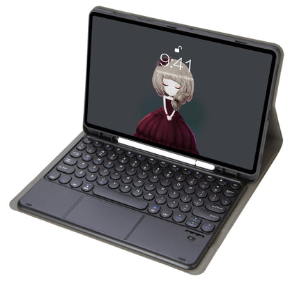 YA098B-A Detachable Lambskin Texture Round Keycap Bluetooth Keyboard Leather Case with Touch Control & Pen Slot & Stand, For iPad Air 5 / 4 10.9 inch 2020 / Pro 11 inch 2020 / 2018, For iPad 10.2 (2020) & (2019) / Air 3 10.5 inch / Pro 10.5 inch�������...