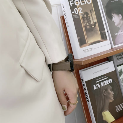 Sewing Litchi Texture Leather Replacement Strap Watchband