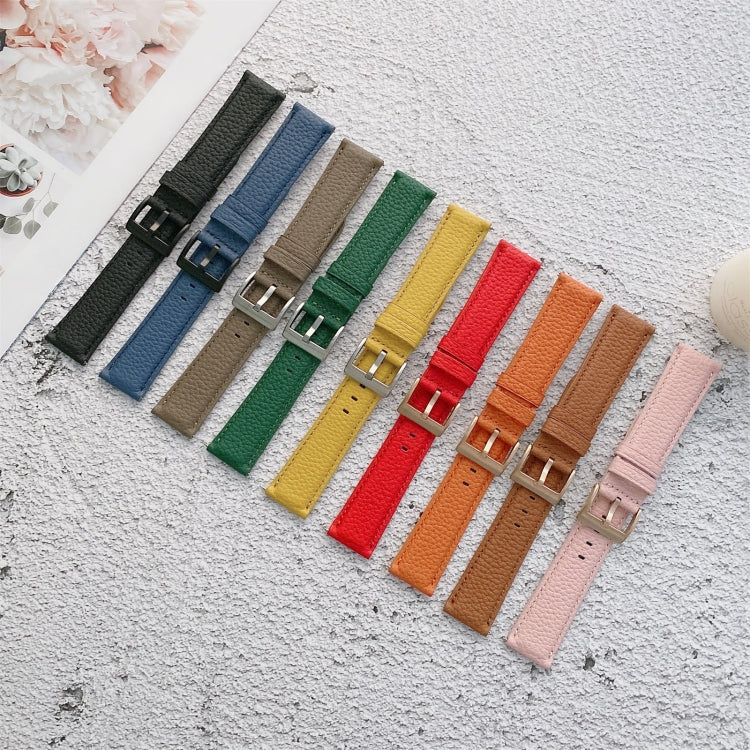 Sewing Litchi Texture Leather Replacement Strap Watchband