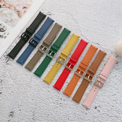 Sewing Litchi Texture Leather Replacement Strap Watchband