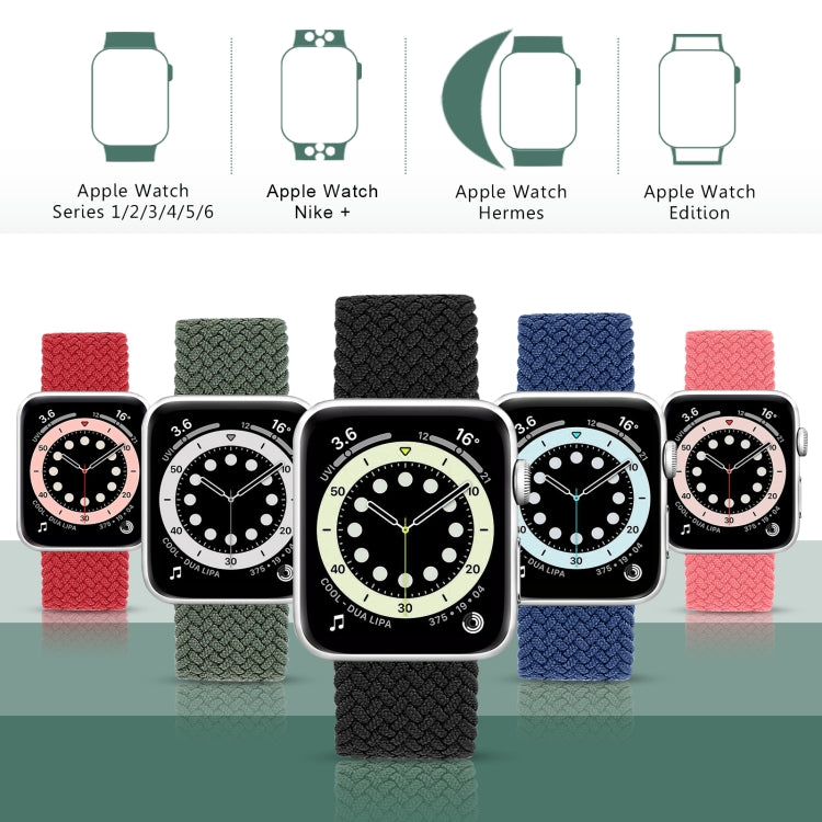 Metal Head Braided Nylon Solid Color Replacement Strap Watchband For Apple Watch Series 6 & SE & 5 & 4 44mm / 3 & 2 & 1 42mm
