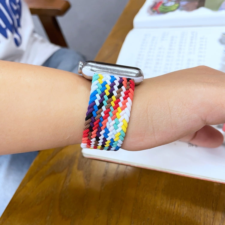 Rainbow Braided Single Loop Replacement Watchbands, Size: L 165mm For Apple Watch Series 6 & SE & 5 & 4 44mm / 3 & 2 & 1 42mm