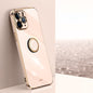 XINLI Straight Edge 6D Electroplate TPU Phone Case with Ring Holder, For iPhone 6 / 6s, For iPhone 6 Plus / 6s Plus, For iPhone 8 Plus / 7 Plus, For iPhone SE 2022 / SE 2020 / 8 / 7, For iPhone 11, For iPhone 11 Pro
