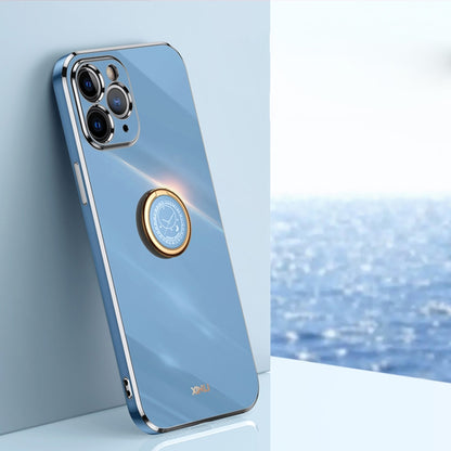 XINLI Straight Edge 6D Electroplate TPU Phone Case with Ring Holder, For iPhone 11 Pro Max, For iPhone 12, For iPhone 12 mini, For iPhone 12 Pro, For iPhone 12 Pro Max, For iPhone X