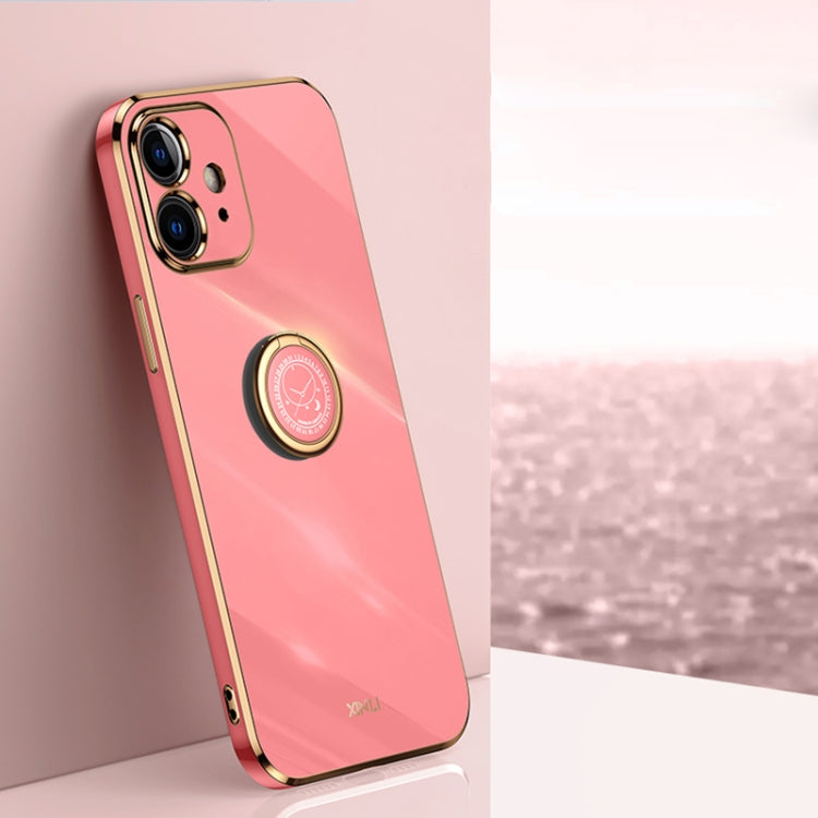 XINLI Straight Edge 6D Electroplate TPU Phone Case with Ring Holder, For iPhone 11 Pro Max, For iPhone 12, For iPhone 12 mini, For iPhone 12 Pro, For iPhone 12 Pro Max, For iPhone X