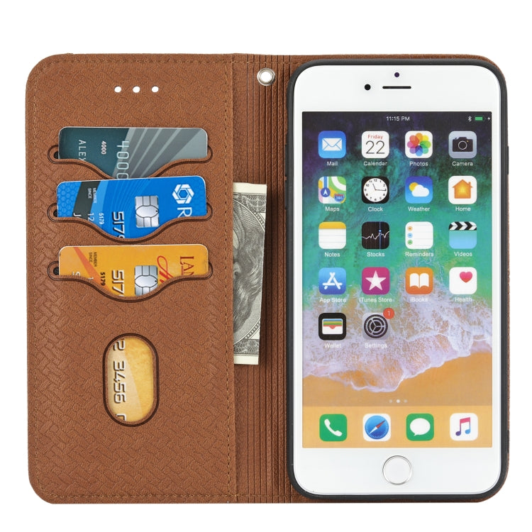 Woven Texture Stitching Magnetic Horizontal Flip PU Leather Case with Holder & Card Slots & Wallet & Lanyard, For iPhone 8 Plus / 7 Plus, For iPhone 11, For iPhone 11 Pro, For iPhone 11 Pro Max, For iPhone 12 / 12 Pro, For iPhone 12 Pro Max������������...