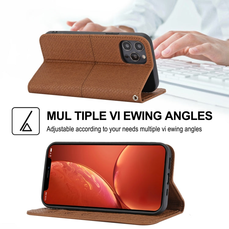 Woven Texture Stitching Magnetic Horizontal Flip PU Leather Case with Holder & Card Slots & Wallet & Lanyard, For iPhone 13 Pro, For iPhone 13 Pro Max, For iPhone SE 2022 / SE 2020 / 8 / 7, For iPhone XR, For iPhone X / XS, For iPhone XS Max
