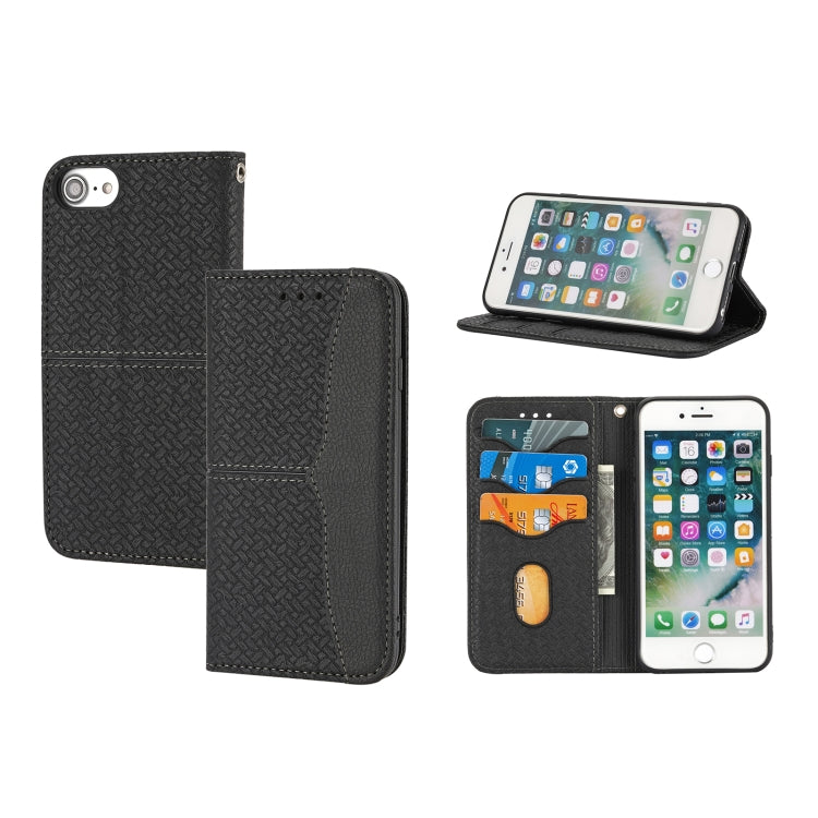 Woven Texture Stitching Magnetic Horizontal Flip PU Leather Case with Holder & Card Slots & Wallet & Lanyard, For iPhone 13 Pro, For iPhone 13 Pro Max, For iPhone SE 2022 / SE 2020 / 8 / 7, For iPhone XR, For iPhone X / XS, For iPhone XS Max