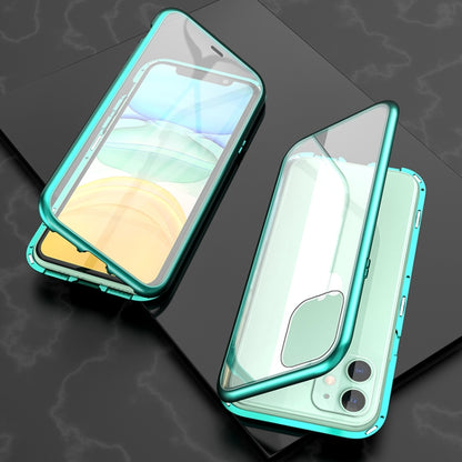 Ultra Slim Double Sides Magnetic Adsorption Angular Frame Tempered Glass Magnet Flip Case