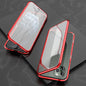 Ultra Slim Double Sides Magnetic Adsorption Angular Frame Tempered Glass Magnet Flip Case