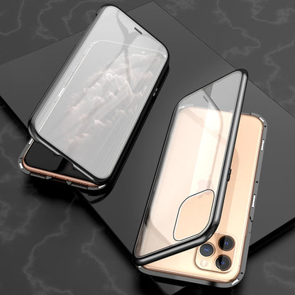 Ultra Slim Double Sides Magnetic Adsorption Angular Frame Tempered Glass Magnet Flip Case