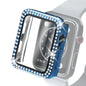 Electroplating PC Double Rows Diamond Protective Case with Tempered Glass Film For Apple Watch Series