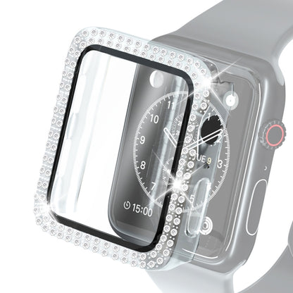 Electroplating PC Double Rows Diamond Protective Case with Tempered Glass Film For Apple Watch Series