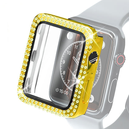 Electroplating PC Double Rows Diamond Protective Case with Tempered Glass Film For Apple Watch Series