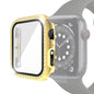 Electroplating PC Single Row Diamond Protective Case with Tempered Glass Film For Apple Watch Series