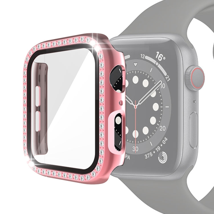 Electroplating PC Single Row Diamond Protective Case with Tempered Glass Film For Apple Watch Series