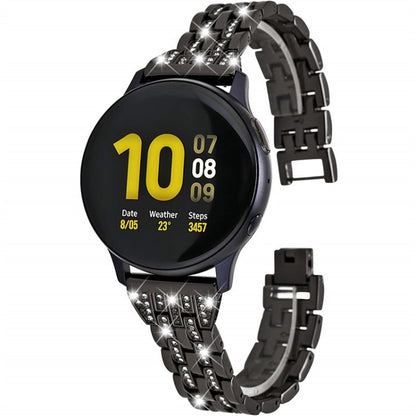 For Samsung Smart Watch Double Rows Diamond Steel Replacement Strap Watchband
