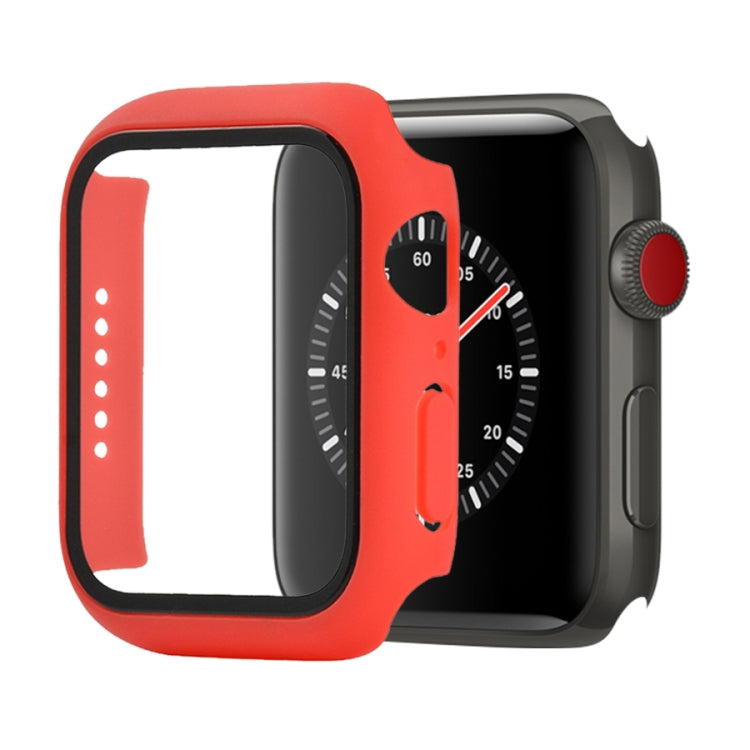 Shockproof PC+Tempered Glass Protective Case with Packed Carton For Apple Watch 44mm(Orange)