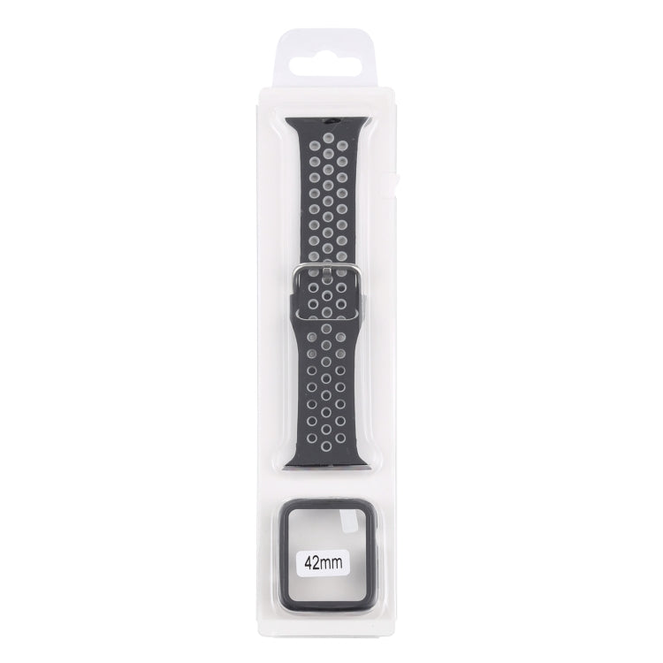 Silicone Replacement Strap Watchband + Protective Case with Screen Protector Set For Apple Watch Series