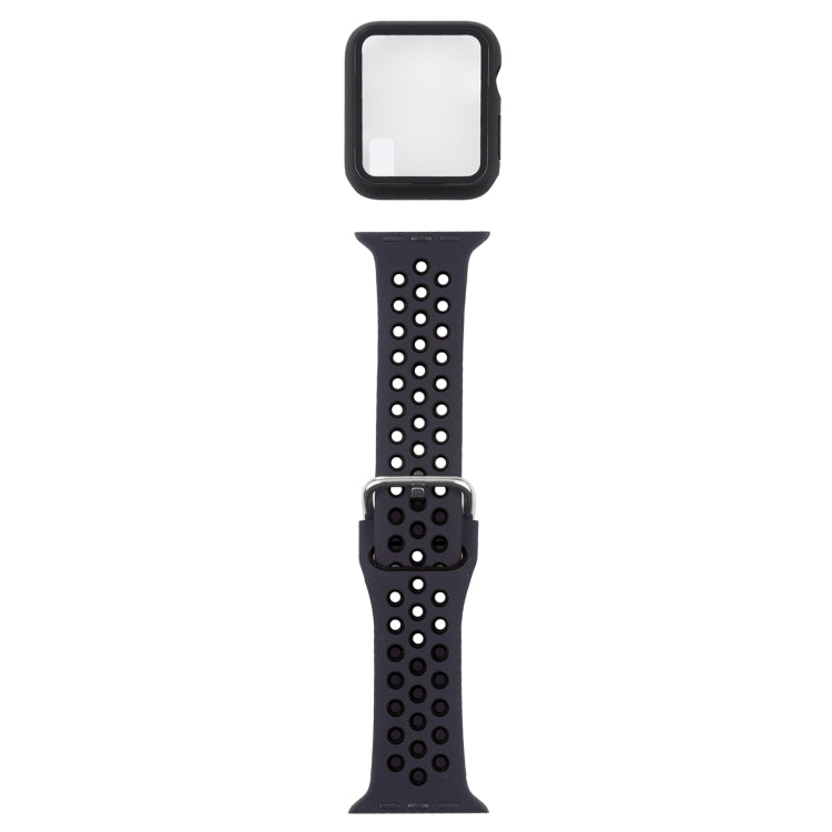 Silicone Replacement Strap Watchband + Protective Case with Screen Protector Set For Apple Watch Series