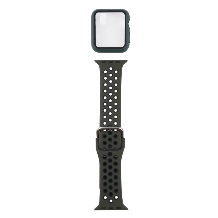 Silicone Replacement Strap Watchband + Protective Case with Screen Protector Set For Apple Watch Series
