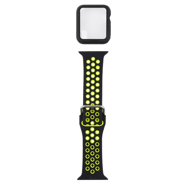 Silicone Replacement Strap Watchband + Protective Case with Screen Protector Set For Apple Watch Series