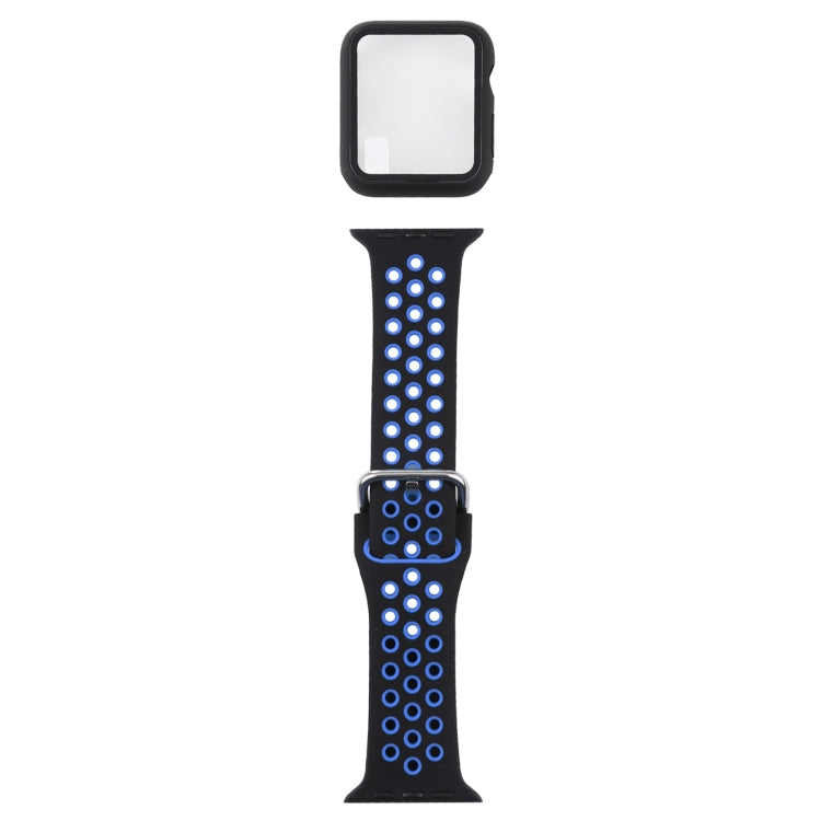 Silicone Replacement Strap Watchband + Protective Case with Screen Protector Set For Apple Watch Series