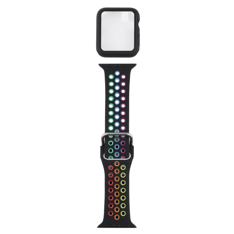Silicone Replacement Strap Watchband + Protective Case with Screen Protector Set For Apple Watch Series
