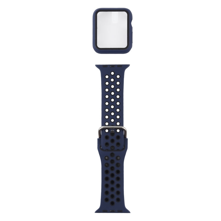 Silicone Replacement Strap Watchband + Protective Case with Screen Protector Set For Apple Watch Series