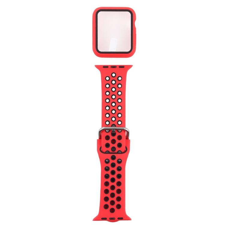 Silicone Replacement Strap Watchband + Protective Case with Screen Protector Set For Apple Watch Series