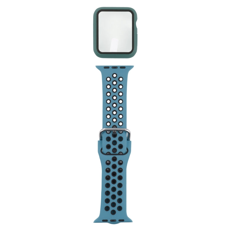 Silicone Replacement Strap Watchband + Protective Case with Screen Protector Set For Apple Watch Series