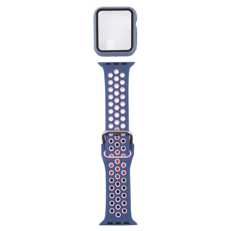 Silicone Replacement Strap Watchband + Protective Case with Screen Protector Set For Apple Watch Series