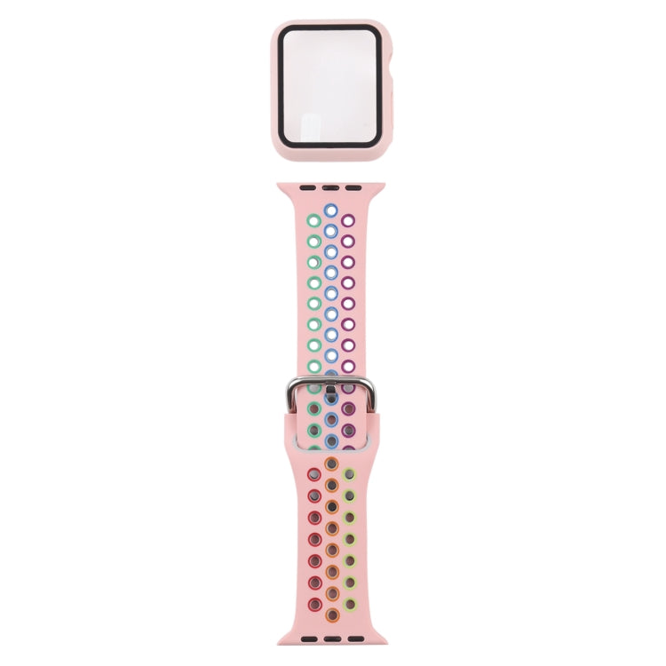 Silicone Replacement Strap Watchband + Protective Case with Screen Protector Set For Apple Watch Series