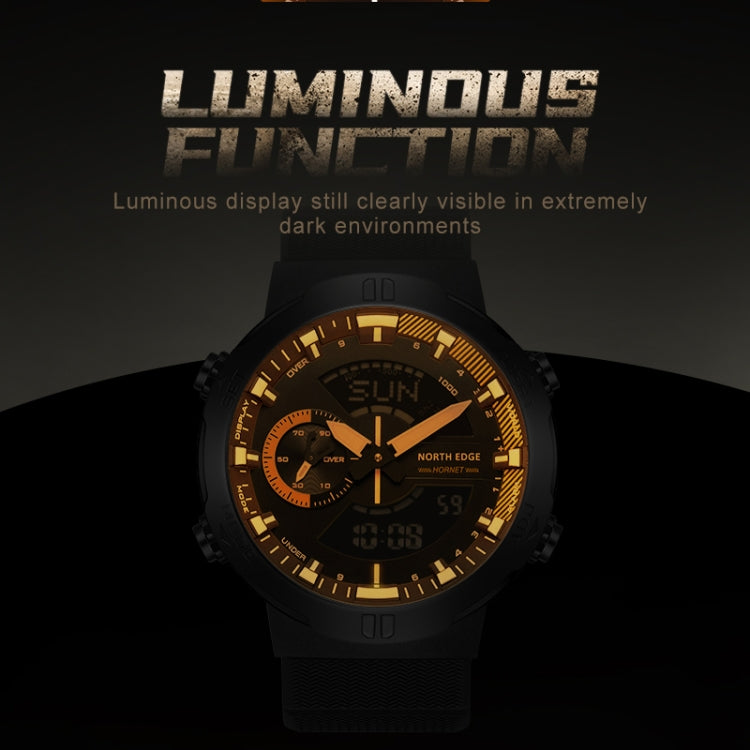 NORTH EDGE HORNET Dual Digital Alarm Clock Timing Men Luminous Sports Watch