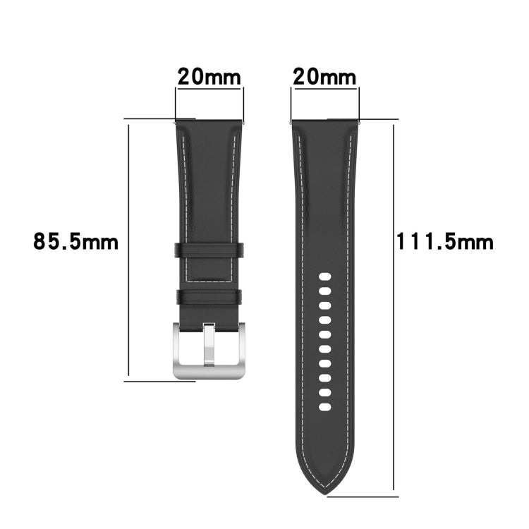 20mm Genuine Leather Watch Strap for Samsung Galaxy Watch4/Watch3 41mm/Active2/Huawei/Gaming Watch etc.