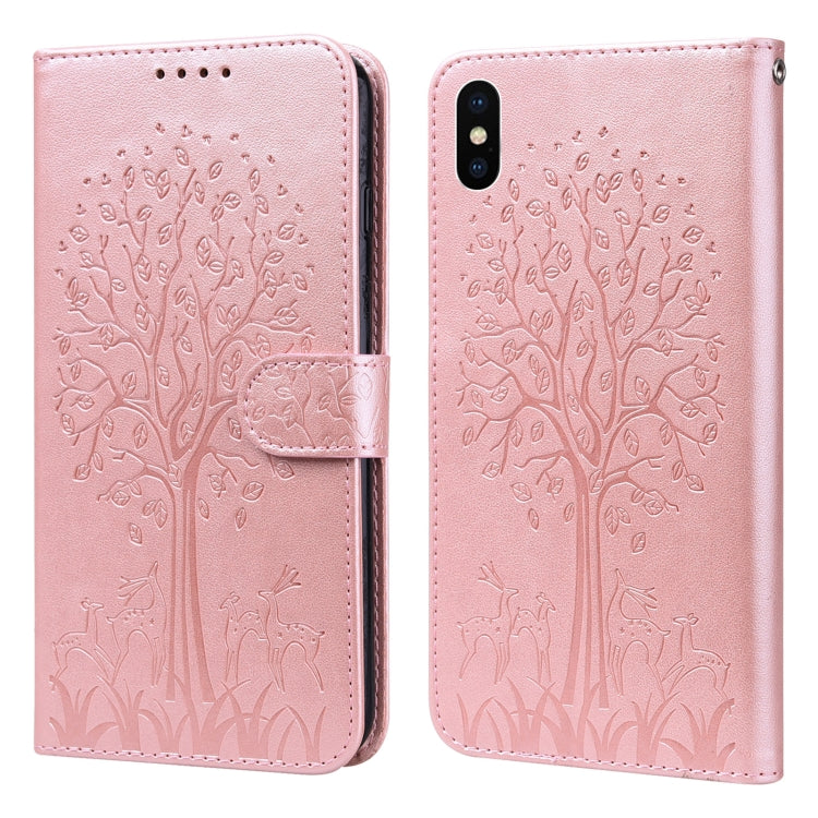 Tree & Deer Pattern Pressed Printing Horizontal Flip Leather Phone Case, For iPhone XS Max, For iPhone 7 / 8 / SE 2020 / SE 2022, For iPhone 11, For iPhone 11 Pro, For iPhone 11 Pro Max, For iPhone 12 / 12 Pro, For iPhone 12 Pro Max / 13 Pro Max�������...