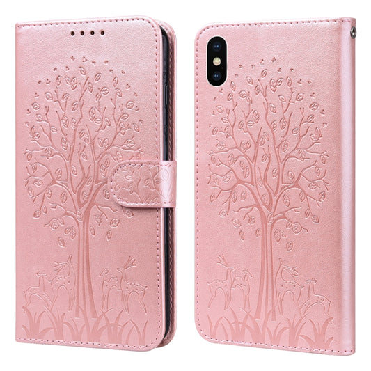 Tree & Deer Pattern Pressed Printing Horizontal Flip Leather Phone Case, For iPhone XS Max, For iPhone 7 / 8 / SE 2020 / SE 2022, For iPhone 11, For iPhone 11 Pro, For iPhone 11 Pro Max, For iPhone 12 / 12 Pro, For iPhone 12 Pro Max / 13 Pro Max�������...