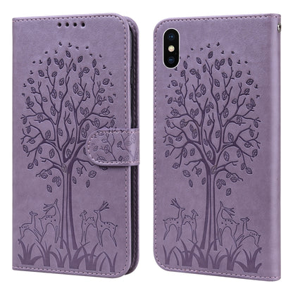 Tree & Deer Pattern Pressed Printing Horizontal Flip Leather Phone Case, For iPhone XS Max, For iPhone 7 / 8 / SE 2020 / SE 2022, For iPhone 11, For iPhone 11 Pro, For iPhone 11 Pro Max, For iPhone 12 / 12 Pro, For iPhone 12 Pro Max / 13 Pro Max�������...