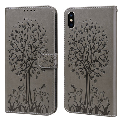 Tree & Deer Pattern Pressed Printing Horizontal Flip Leather Phone Case, For iPhone XS Max, For iPhone 7 / 8 / SE 2020 / SE 2022, For iPhone 11, For iPhone 11 Pro, For iPhone 11 Pro Max, For iPhone 12 / 12 Pro, For iPhone 12 Pro Max / 13 Pro Max�������...