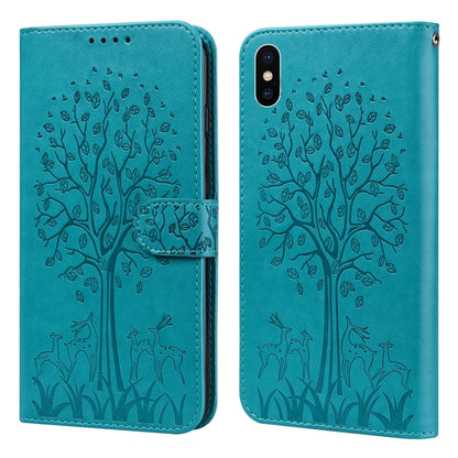 Tree & Deer Pattern Pressed Printing Horizontal Flip Leather Phone Case, For iPhone XS Max, For iPhone 7 / 8 / SE 2020 / SE 2022, For iPhone 11, For iPhone 11 Pro, For iPhone 11 Pro Max, For iPhone 12 / 12 Pro, For iPhone 12 Pro Max / 13 Pro Max�������...