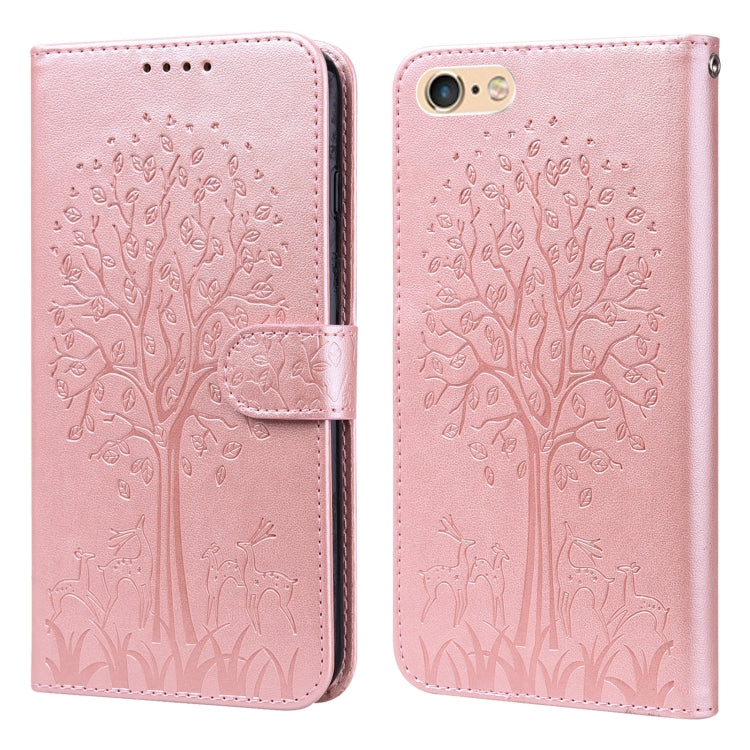 Tree & Deer Pattern Pressed Printing Horizontal Flip Leather Phone Case, For iPhone XS Max, For iPhone 7 / 8 / SE 2020 / SE 2022, For iPhone 11, For iPhone 11 Pro, For iPhone 11 Pro Max, For iPhone 12 / 12 Pro, For iPhone 12 Pro Max / 13 Pro Max�������...