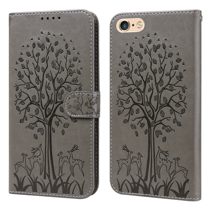 Tree & Deer Pattern Pressed Printing Horizontal Flip Leather Phone Case, For iPhone XS Max, For iPhone 7 / 8 / SE 2020 / SE 2022, For iPhone 11, For iPhone 11 Pro, For iPhone 11 Pro Max, For iPhone 12 / 12 Pro, For iPhone 12 Pro Max / 13 Pro Max�������...