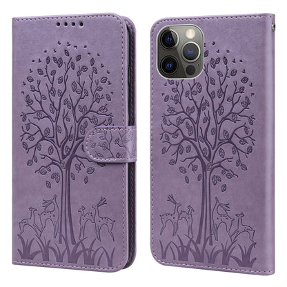 Tree & Deer Pattern Pressed Printing Horizontal Flip Leather Phone Case, For iPhone XS Max, For iPhone 7 / 8 / SE 2020 / SE 2022, For iPhone 11, For iPhone 11 Pro, For iPhone 11 Pro Max, For iPhone 12 / 12 Pro, For iPhone 12 Pro Max / 13 Pro Max�������...