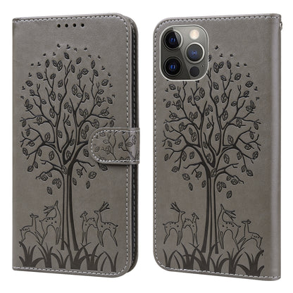 Tree & Deer Pattern Pressed Printing Horizontal Flip Leather Phone Case, For iPhone XS Max, For iPhone 7 / 8 / SE 2020 / SE 2022, For iPhone 11, For iPhone 11 Pro, For iPhone 11 Pro Max, For iPhone 12 / 12 Pro, For iPhone 12 Pro Max / 13 Pro Max�������...