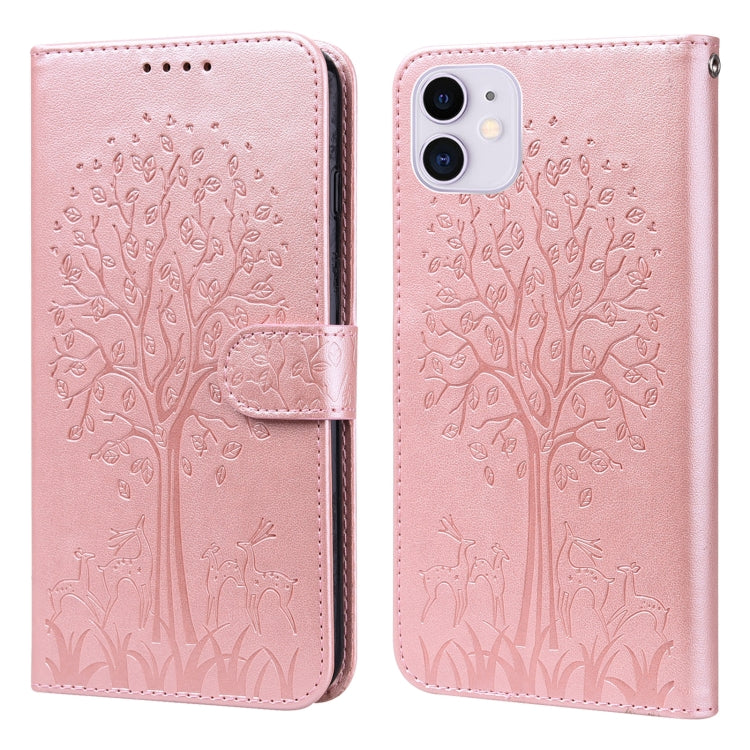 Tree & Deer Pattern Pressed Printing Horizontal Flip Leather Phone Case, For iPhone XS Max, For iPhone 7 / 8 / SE 2020 / SE 2022, For iPhone 11, For iPhone 11 Pro, For iPhone 11 Pro Max, For iPhone 12 / 12 Pro, For iPhone 12 Pro Max / 13 Pro Max�������...
