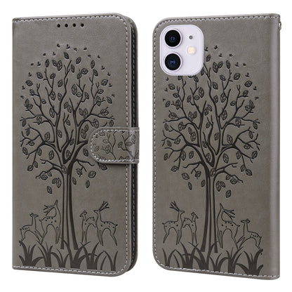 Tree & Deer Pattern Pressed Printing Horizontal Flip Leather Phone Case, For iPhone XS Max, For iPhone 7 / 8 / SE 2020 / SE 2022, For iPhone 11, For iPhone 11 Pro, For iPhone 11 Pro Max, For iPhone 12 / 12 Pro, For iPhone 12 Pro Max / 13 Pro Max�������...
