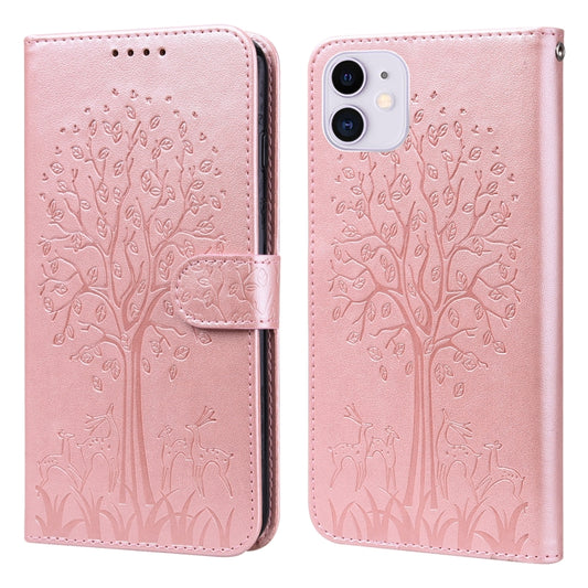 Tree & Deer Pattern Pressed Printing Horizontal Flip Leather Phone Case, For iPhone 13, For iPhone X / XS, For iPhone XR