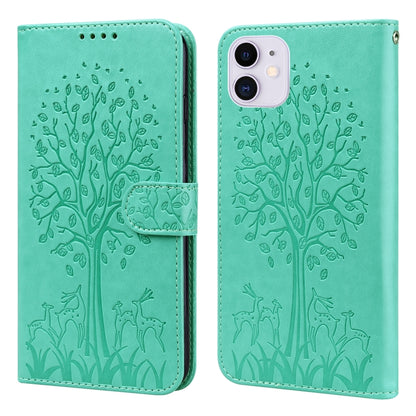 Tree & Deer Pattern Pressed Printing Horizontal Flip Leather Phone Case, For iPhone 13, For iPhone X / XS, For iPhone XR